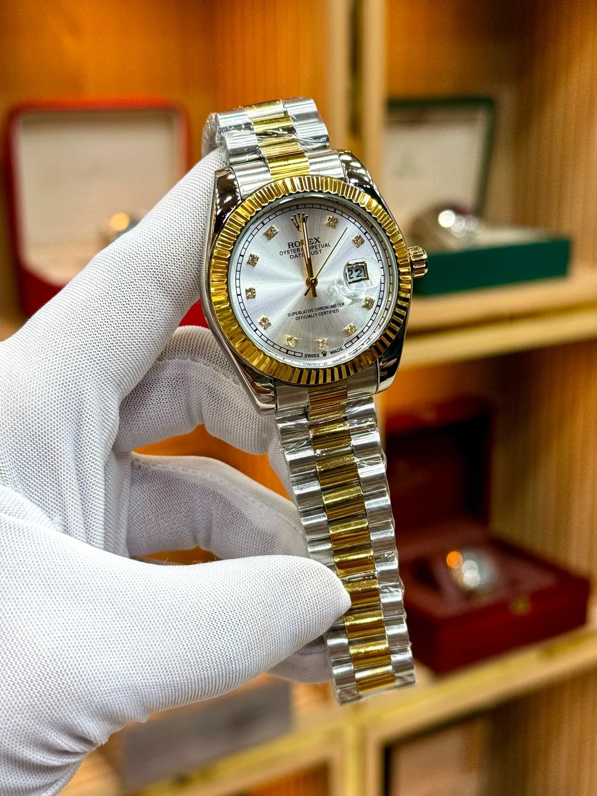 Rolex Datejust fluted white Dial twotone